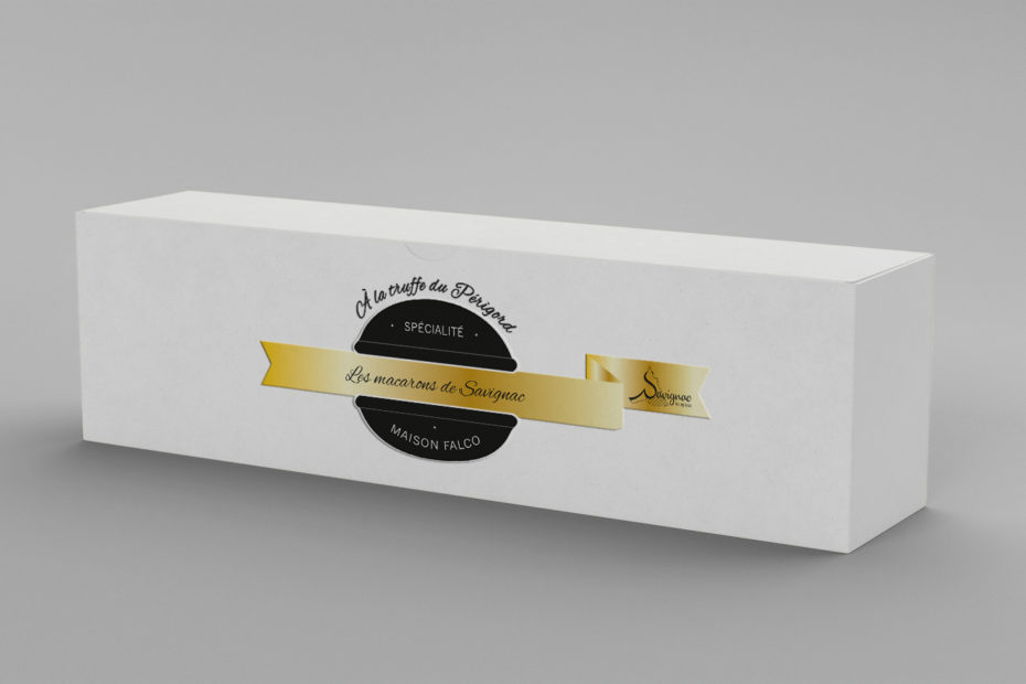 packaging des macarons à la truffe du Périgord